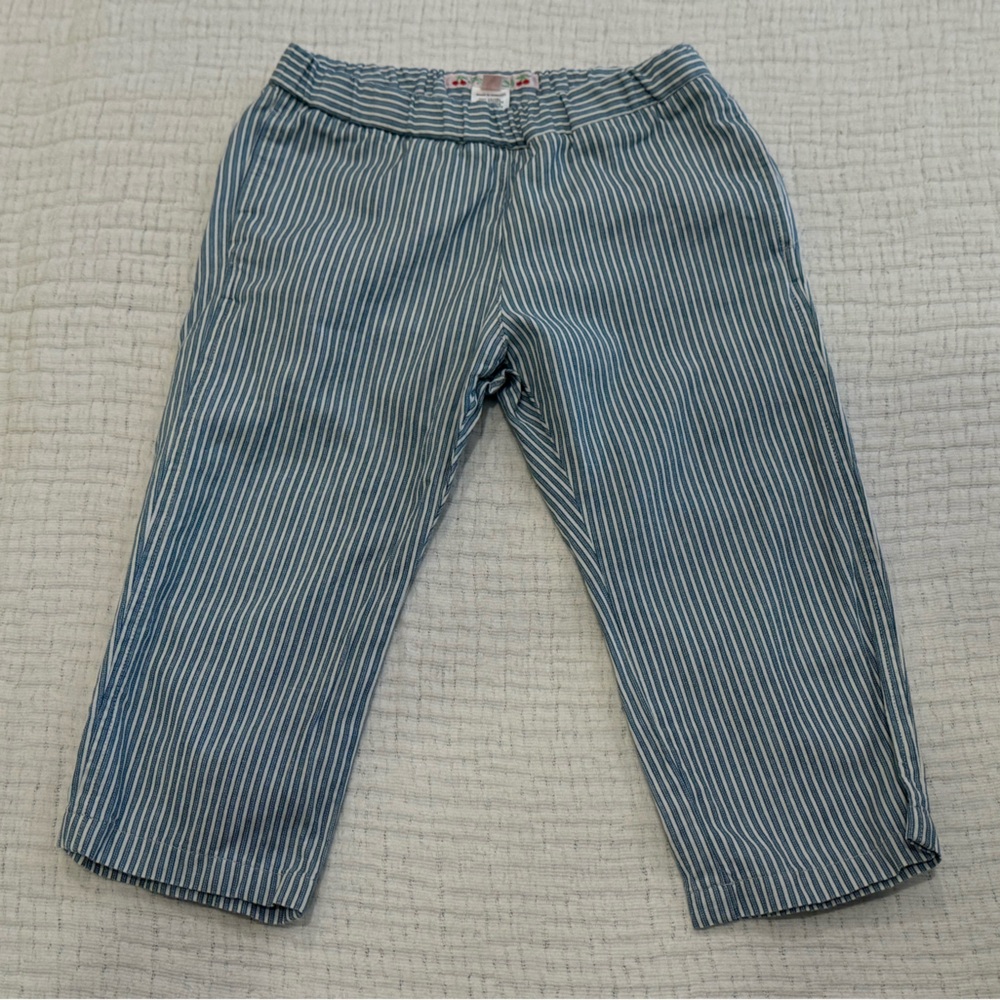 Bonpoint Striped Blue Cotton Pants 2T
